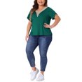 thumbnail image 2 of Camisetas de verano de talla grande para mujeres Agnes Orinda para el Día de San Patricio, blusas básicas de encaje con cuello en V y mangas cortas 3X en verde oscuro, 2 of 6