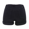 thumbnail image 4 of IDALL Jean Shorts Workout Shorts Women Denim Shorts Low Rise Ripped Stretchy Jeans Shorts Cuffed Hem Denim Shorts Booty Shorts for Women Black S, 4 of 4