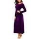 thumbnail image 3 of Vestido Urban CoCo de manga larga, terciopelo fruncido, elástico, morado, 3 of 6
