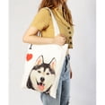 thumbnail image 3 of Pet Portrait White Cotton Canvas Bag -  I Love Huskies, 3 of 3