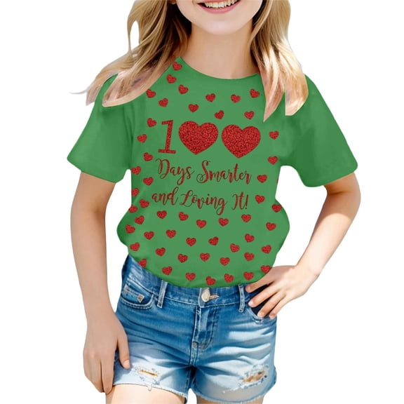 Shadoumai Toddler Shirts Girls 2t Floral Graphic Crewneck Shirt Short Sleeve T Shirt Top Casual Basic Tees T-Shirts Toddler To Big Kid