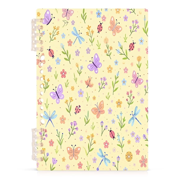 A5 Spiral Notebook 60 Sheets 80gsm Paper Ruled Journal Butterfly Floral Pattern