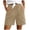Khaki, variant on Women's Linen Shorts Casual Summer Shorts High Waisted Comfy Pull On Shorts with Pockets 4" (White, M)