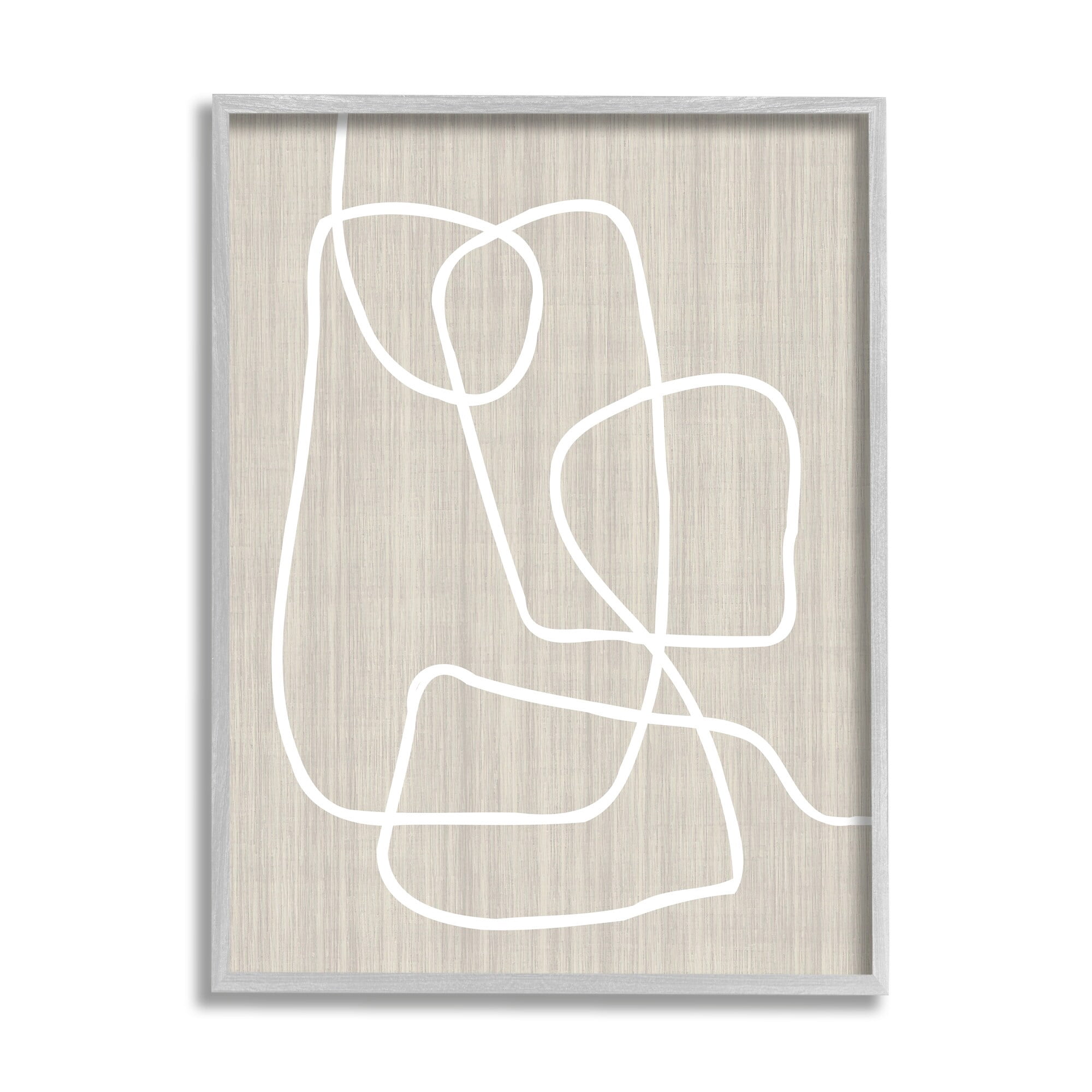 Stupell Industries Minimal White Line Beige Grain Pattern Modern Framed Wall Art, 11 x 14, Design by Alpenglow Workshop