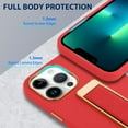 thumbnail image 2 of Designed for iPhone 13 Pro Max Case with Finger Loop Strap Luxury Gold Plating Leather Kickstand Wristand Phone Cover for Women Men-Red, 2 of 12