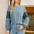 thumbnail image 5 of Womens Sweatshirts Cotton Crew Neck Casual Long Sleeve Pullover Tops Blue M, 5 of 6