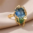 thumbnail image 4 of Lerpwige Adjustable Open Flame Ring Blue Green Gradient Zircon Water Drop Design Women Jewelry, 4 of 9