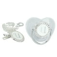 thumbnail image 1 of Silicone Baby Pacifier Silver A-Z Letters Safe BPA Free One Piece Seamless Pacifier with Lid for Infant 6-18 Months, 1 of 7