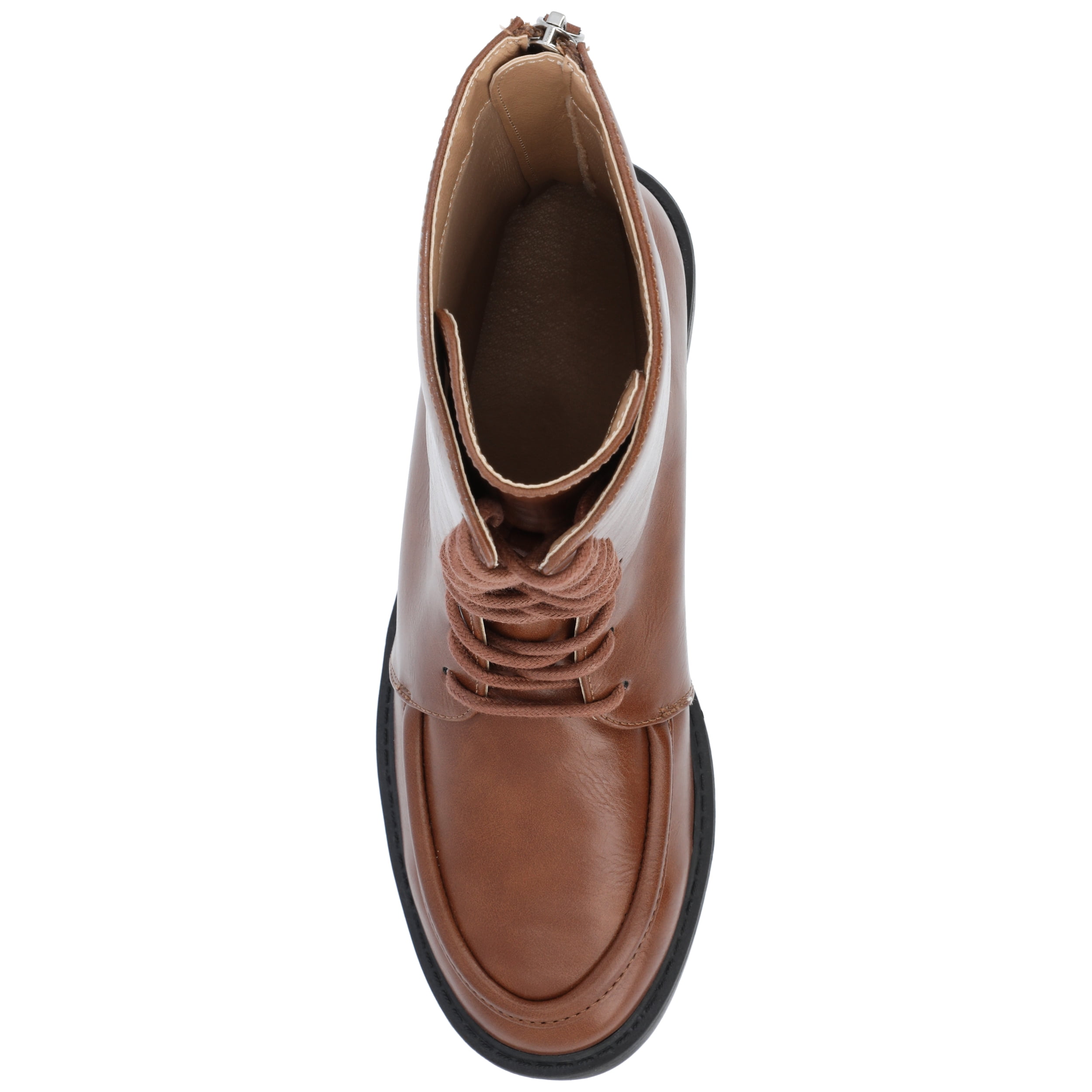 Journee Womens Nikks Lace Up and Zip Entry Almond Toe Booties