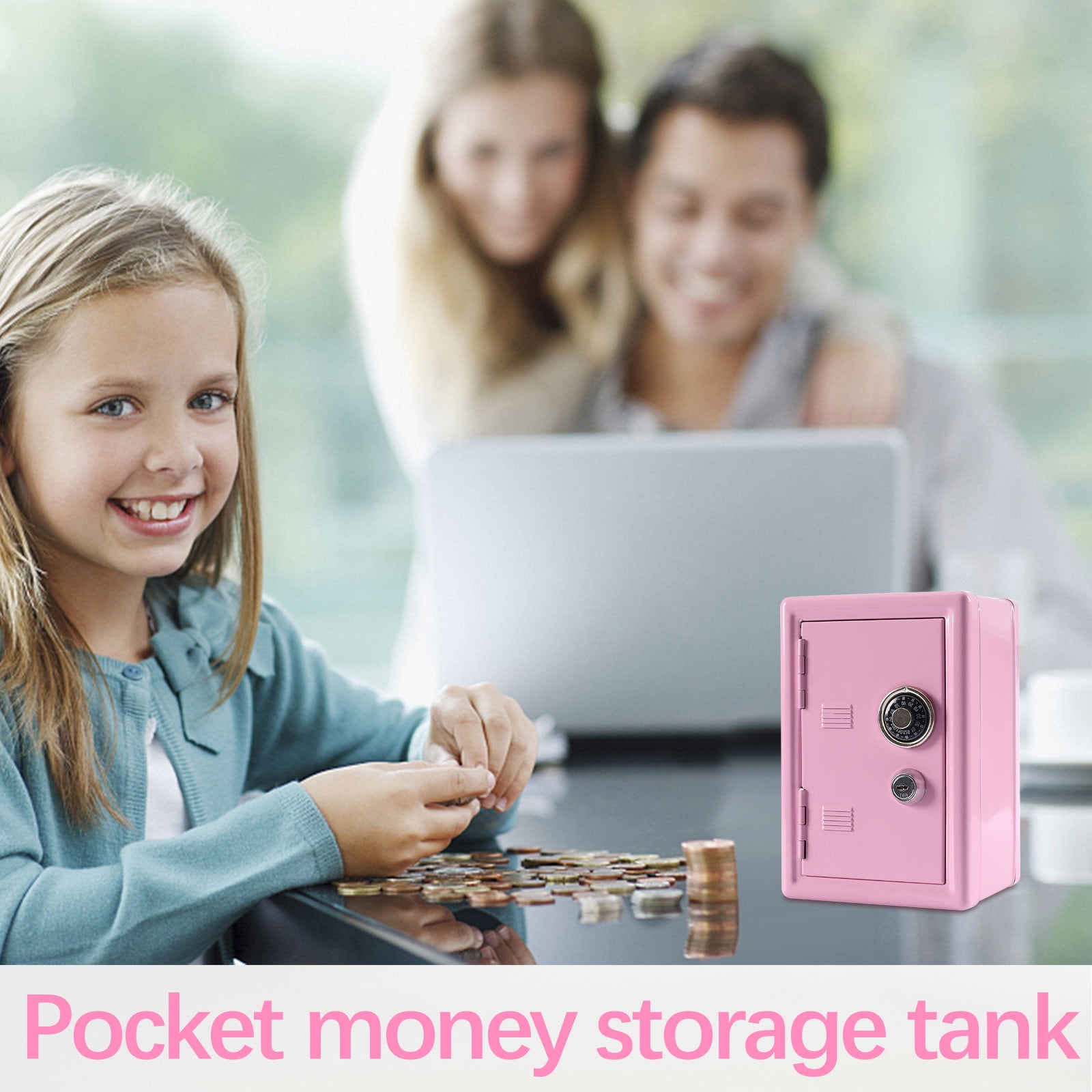 Kids Money Bank Locker Safe With Key And Single Digital Lock, Metal Money Safe, Mini Password Cash Coin Savings Box Gift For Kids Boys And Girls Kids Toddler Supplies