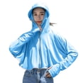 thumbnail image 6 of VBVC Women's UPF 50+ Full Coverage Sun Protection Hoodie,Ladies Breathable Zip Up Jacket,Outdoor Driving Cycling Shirt For Women,Light Blue,Free Size, 6 of 8