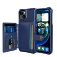 thumbnail image 2 of SaniMore Multi-functional Case for iPhone 14 6.1" 2022, Rugged PC Shell Leather Button Flip Card Pocket Stand Feature Magnetic Car Mount Shockproof Anti-drop Heavy Duty Protective Case, Darkblue, 2 of 7