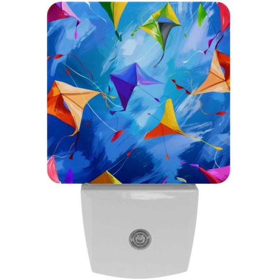 PhooArto Colorful Kites Patterns Plug in LED Night Light Auto Sensor Dusk to Dawn Decorative Night for Bedroom, Bathroom, Kitchen, Hallway, Stairs, Baby's Room, Energy Saving