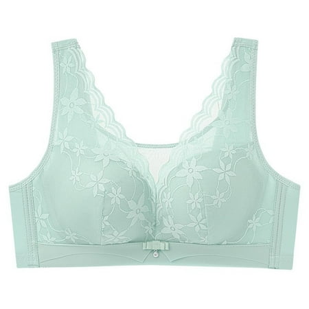 Yyeselk Everyday Bras for Women Push Up Lace Bras No Underwire Breathable Bra Comfortable Wireless Daily Bras Green 40/90CD