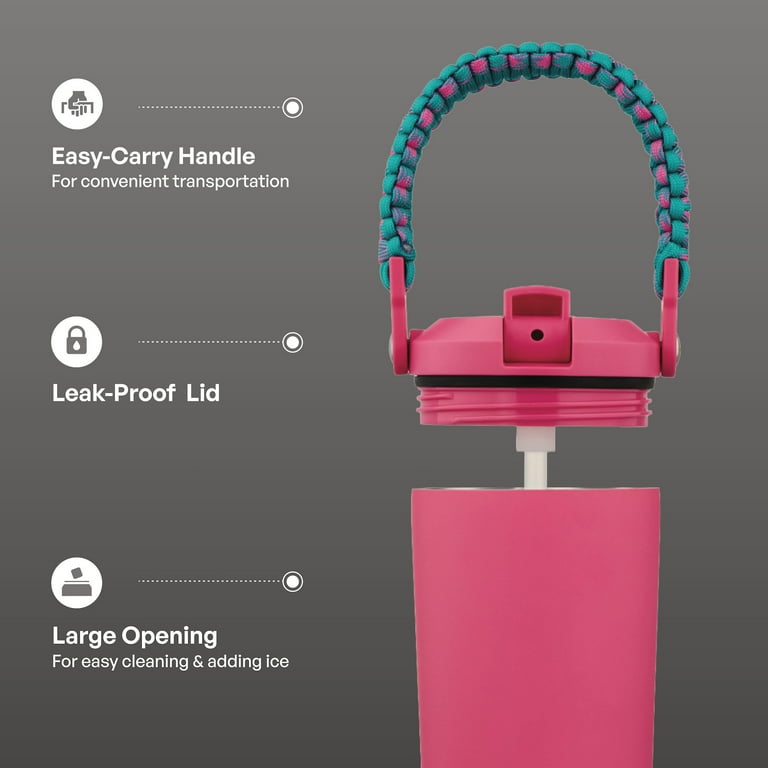 Tal 24oz Stainless Steel Hudson Paracord Handle Water Bottle, Pink