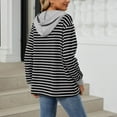 thumbnail image 6 of Striped Hoodies for Women 2025 Fall Winter Long Sleeve Lightweight Button Loose Hooded Sweatshirt Pullover Tops, 6 of 7