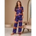 thumbnail image 3 of Halloween Pajama Womens Pajama Sets Long Sleeve Button Down Sleepwear 2 Piece Nightwear Soft Pjs Lounge Sets, 3 of 5