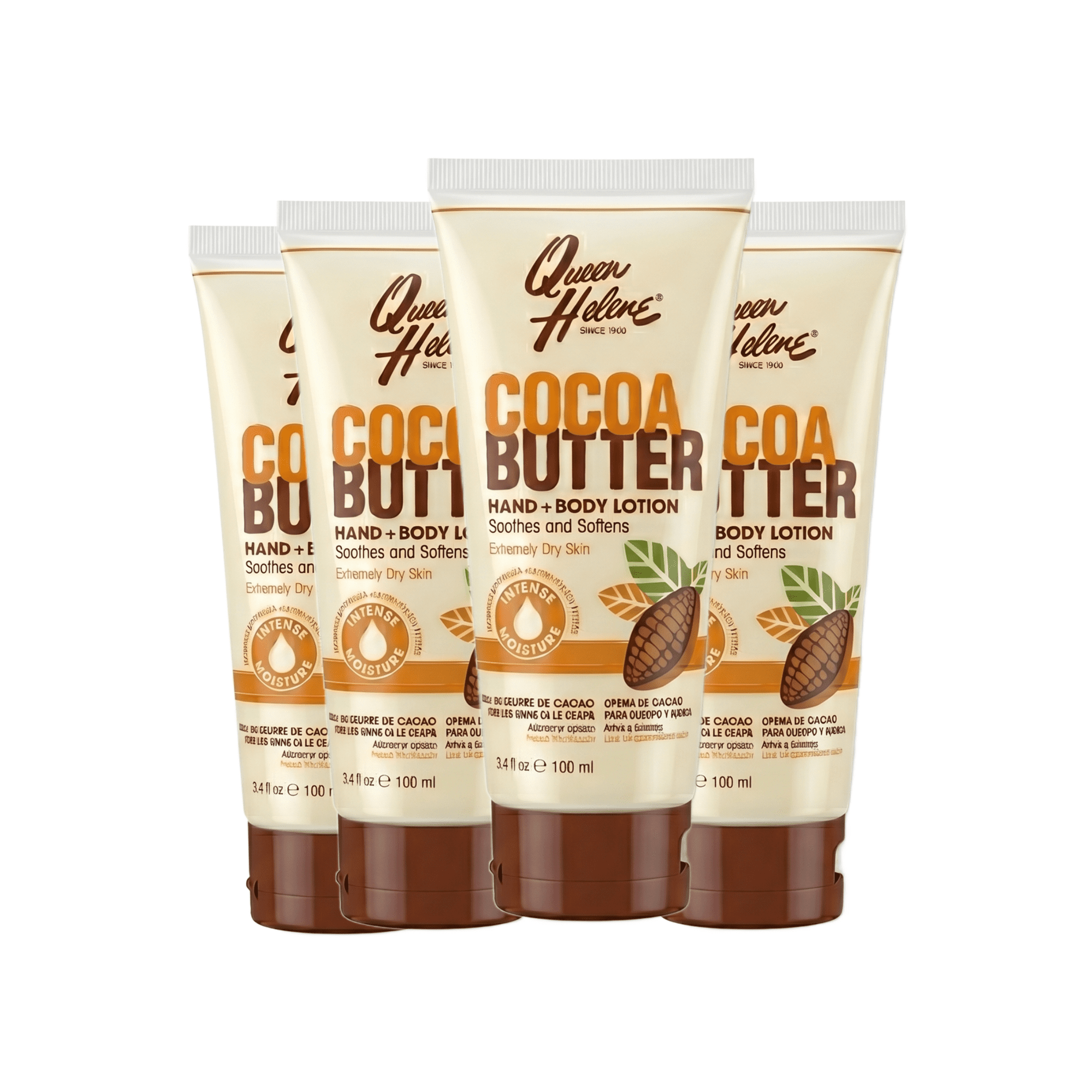 Queen Helene Cocoa Butter Lotion Travel Size – 3.4 oz, Moisturizing Body Lotion with Vitamin E 4 Pack