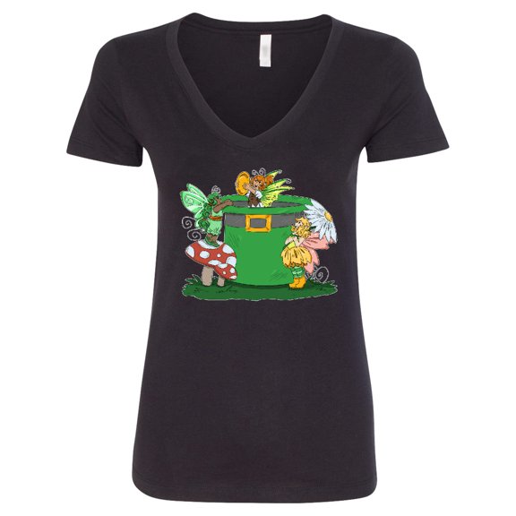 Inktastic Fairies in a Leprechaun Hat Women's V-Neck T-Shirt