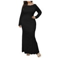 thumbnail image 3 of Brnmxoke Women's Long Sleeve Elegant Bridesmaid Wedding Guest Dresses Floral Lace Hollow Out Transparent Evening Gown Party Dress Mother of The Bride Dresses for Curvy Women Black,XXXXXL, 3 of 6