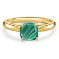 thumbnail image 3 of Gem Stone King 10K Yellow Gold Green Malachite Solitaire Engagement Ring for Women | 1.50 Cttw | Cushion 6MM | Gemstone Birthstone | Size 9, 3 of 6