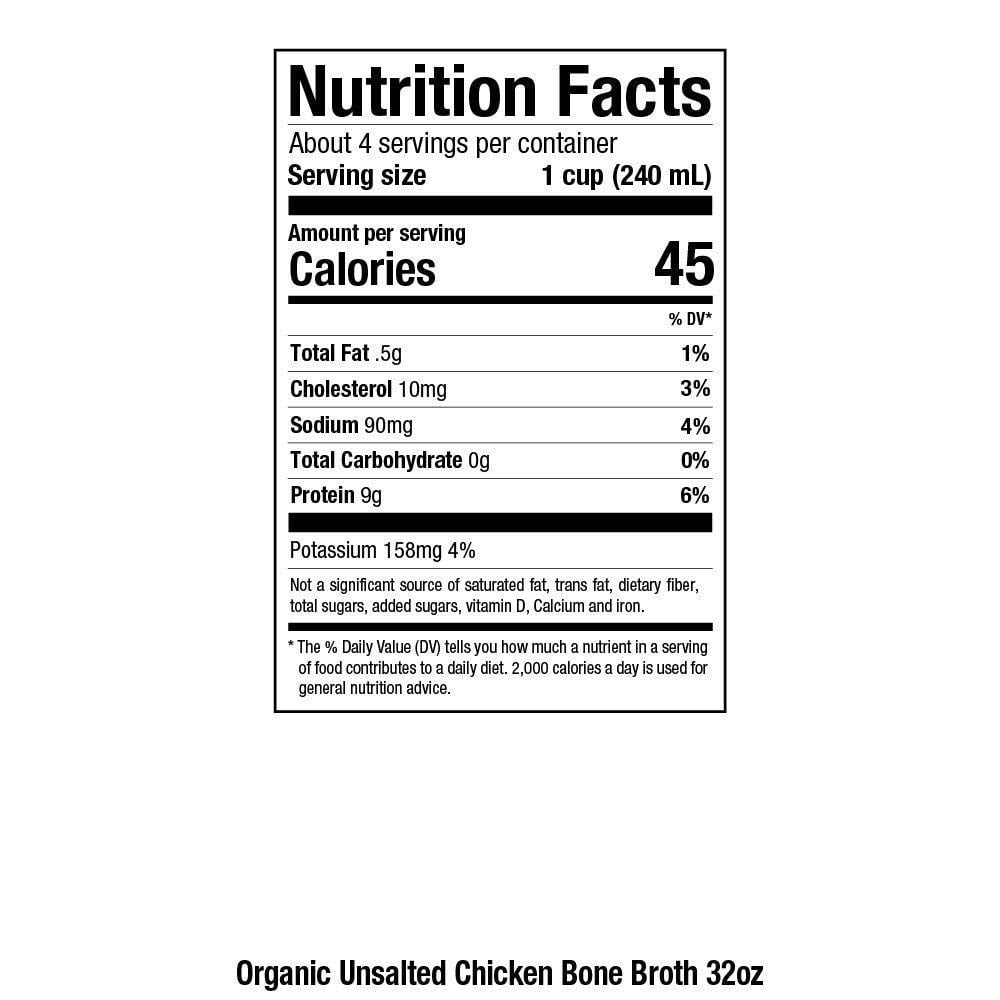 Pacific Foods Organic Bone Broth Unsalted Chicken -- 32 fl oz Pack of 4