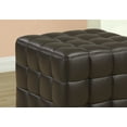 thumbnail image 2 of Monarch Specialties 17" Chocolate Brown Classic Solid Cubic Upholstered Ottoman, 2 of 4