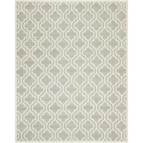 SAFAVIEH Chatham Henry Geometric Quatrefoil Wool Area Rug, Grey/Ivory, 4' x 4' Square