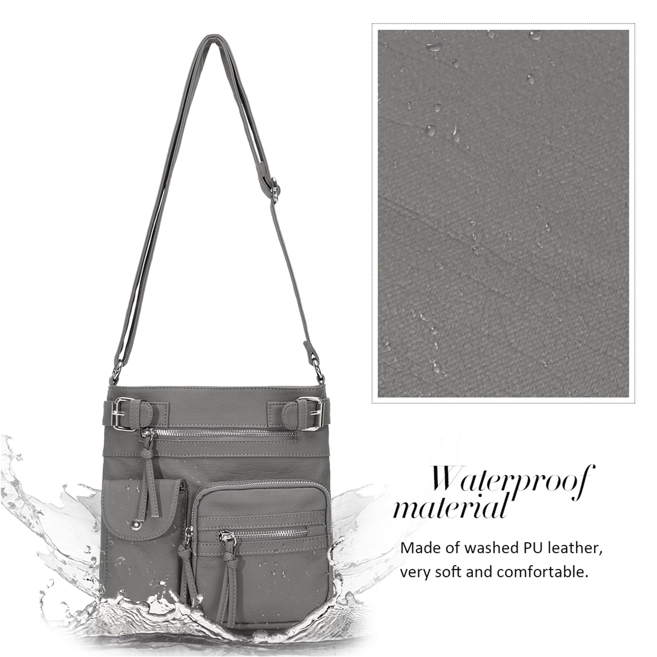 KL928 Crossbody Bags for Women Multi Pocket Shoulder Bags Medium Travel Purses  Soft PU Leather