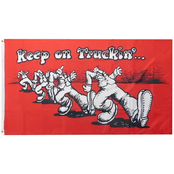 3x5 Keep On Truckin' Red & White 100D Woven Poly Nylon Flag