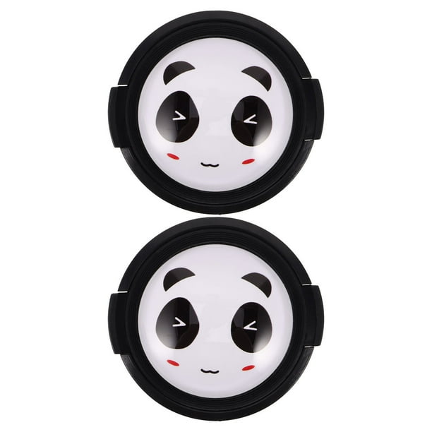 tapas de lente con diseño de panda de dibujos animados, protector de lente de cámara universal de 52 mm