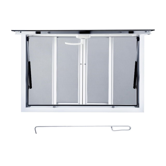 Yiwa Aluminum Concession Serving Window with 4 Sliding Screens & Awning