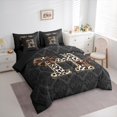 thumbnail image 3 of Homewish Bowknot Initial Alphabet H 7 Pieces Bedding Comforter Set for Female Men,Animal Cheetah Print Full Bedding Set Lightweight,Gothic Chic Damask Fitted Sheet Flat Sheet,Luxury Bedroom Decor, 3 of 8