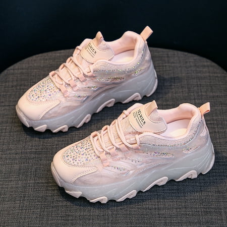 

Women‘s Casual Sneakers Breathable Mesh Thick Sole Sports Shoes Lace-up Dad Shoes