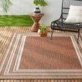 thumbnail image 2 of Nicole Miller New York Patio Country Layla Modern Border Indoor/Outdoor Area Rug, Terracotta/Ivory , 7'9"x10'2", 2 of 9