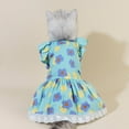 thumbnail image 6 of Pet Skirt Pet Dress Floral Printing Fly Sleeves Cat Cotton Dress Summer Outdoor Travel Princess Style Dog Skirt with Lace Hem for Small Pets, 6 of 8