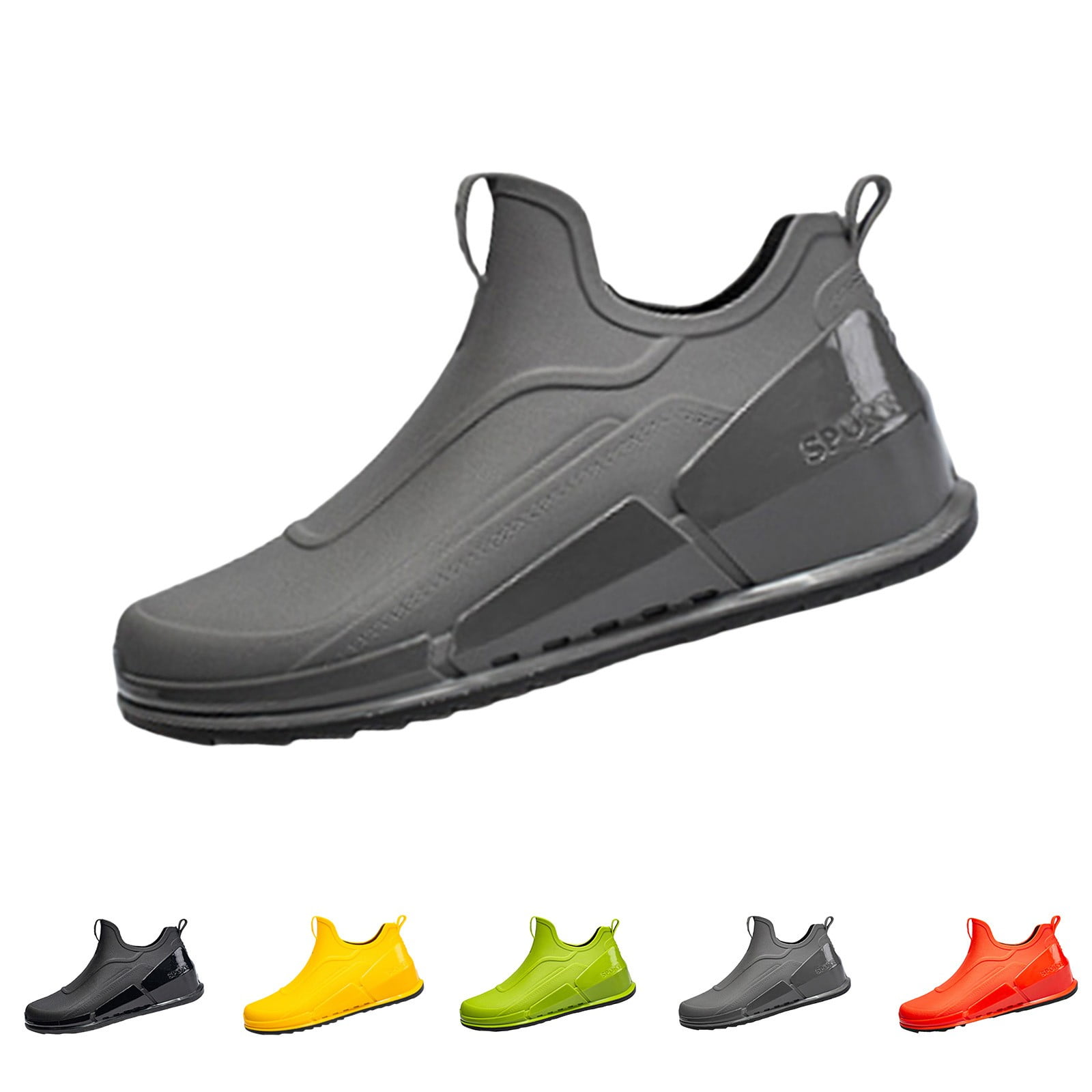 XIMIN Men's Work Boots Short Rain Boots Ankle Height Rubber Garden Boots Insulated Waterproof Rain Shoes Fashion Low Top Non Slip Shoes Outdoor (42, Grey)