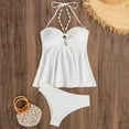 thumbnail image 4 of Summer Saving Clearance! Plus Size Bathing Suit for Women Solid Color Fashion Sexy No Buckle Adjustable Backless Bikinis Sets Swim Top with Shorts, 4 of 7