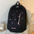 thumbnail image 3 of Nylon School Backpack, Lightweight Backpack with Bow Pendant, Spacious Trendy Backpack for Travel College, Yellow, 3 of 6