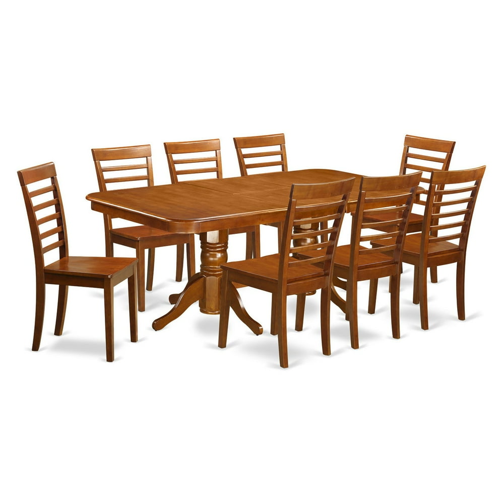 East West Furniture Kenley 9 Piece Dining Table Set with Milan Chairs