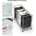 thumbnail image 4 of Laundry Hamper Sorter Cart: 4-Section Organizer with Heavy-Duty Lockable Wheels and Removable Bags | 172L Rolling Laundry Basket for Dirty Clothes in Laundry Room or Small Spaces (Multicolor), 4 of 6