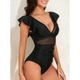 thumbnail image 5 of Yunliwuli Women Monokini Swimsuit Summer Sheer Mesh Patchwork Backless Ruffles Tankini Swimwear for Beachwear Bathing Suits, 5 of 10