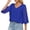 Blue, variant on qolati Dressy Tops for Women Summer Casual V Neck Mesh Panel 3/4 Bell Sleeve Blouse Loose Fit Tunic Work Shirts