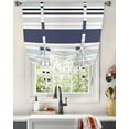 thumbnail image 3 of Navy Blue Grey Aqua Striped Tie Up Curtains for Window, Modern Farmhouse Lines Simple Stripes Thermal Insulted Balloon Shade Adjustable Rod Pocket Curtains Valance for Kitchen Bathroom Café 52 x 45, 3 of 7