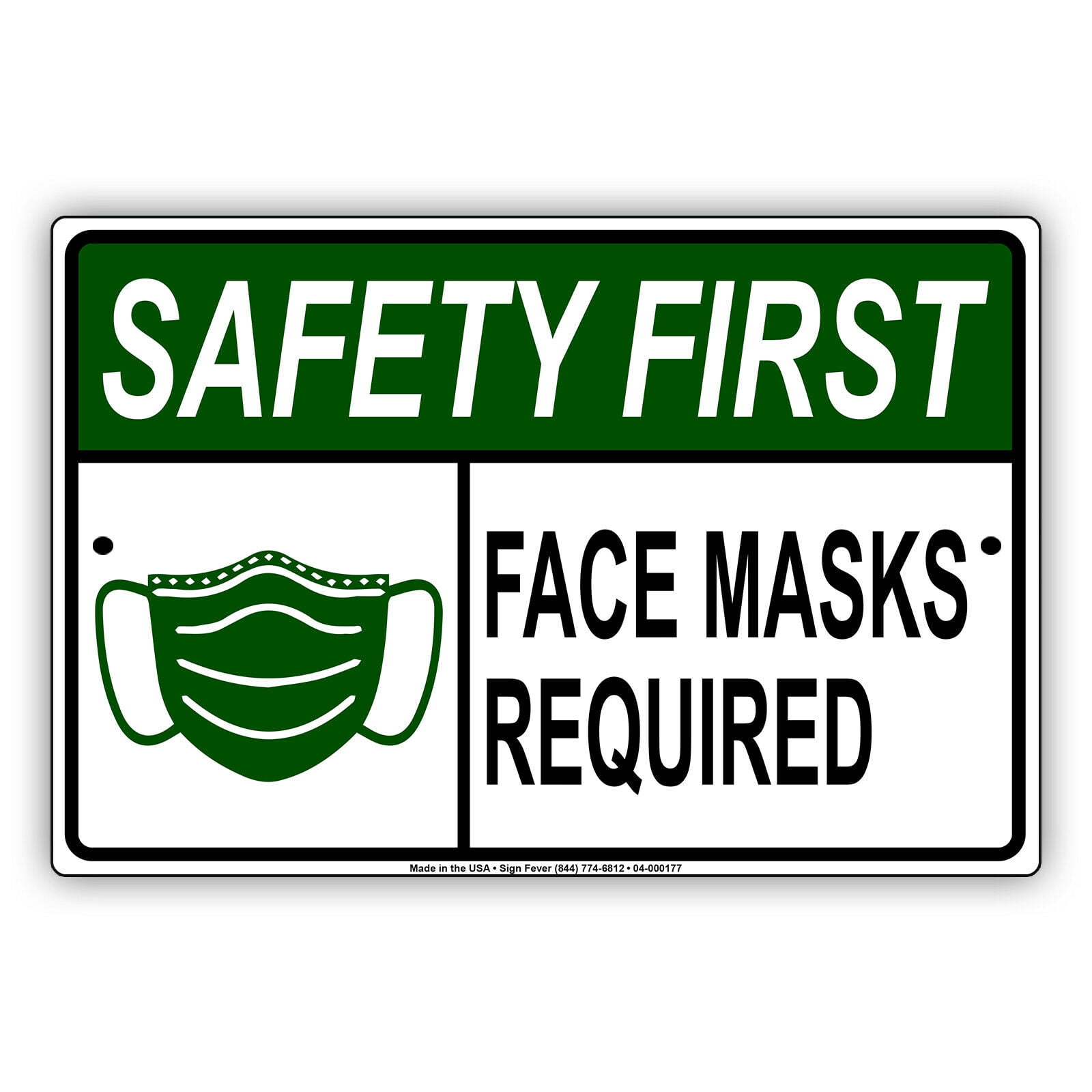 Safety First Masks Required for your own safety aluminum metal sign 8 ...