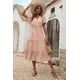 thumbnail image 4 of Vestido PRETTYGARDEN Verano 2025 Cuello en V, Capas, Albaricoque S, 4 of 8