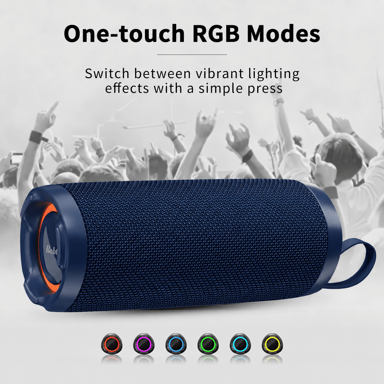 Portable Bluetooth Speaker RGB IPX6 Waterproof, 15W Loud Sound, Deep Bass, Bluetooth 5.3 Wireless Stereo Pairing 15H Playtime, for Home/Outdoor/Party/Beach, Birthday Gift (Blue)