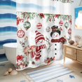 thumbnail image 5 of No Hook Shower Curtain with Built-in Rings - White Christmas Snowmen Washable Waterproof Fabric Bathroom Curtains for Hotel,Rentals, 72 X 72 Inch Long , Red Xmas Poinsettia Balls Deer, 5 of 9