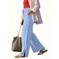 thumbnail image 6 of Oplxuo Lightweight Linen Pants for Women Casual Summer Elastic High Waisted Loose Straight Leg Beach Trousers with Pockets, 6 of 7