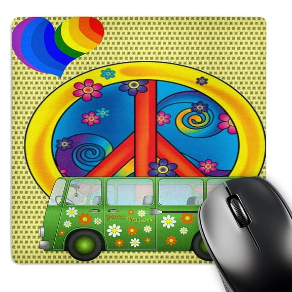 3dRose, The 60s Peace,love,flower power van and peace sign art, MousePad